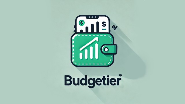 Application icon for an app, composed of a wallet and phone with charts on a green background.